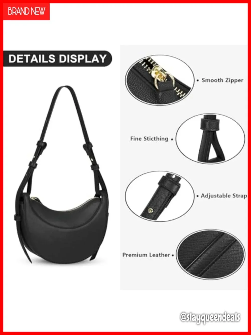 Faux Leather Saddle Bag Women Crescent Crossbody Hobo Shoulder Purse Trendy Y2K